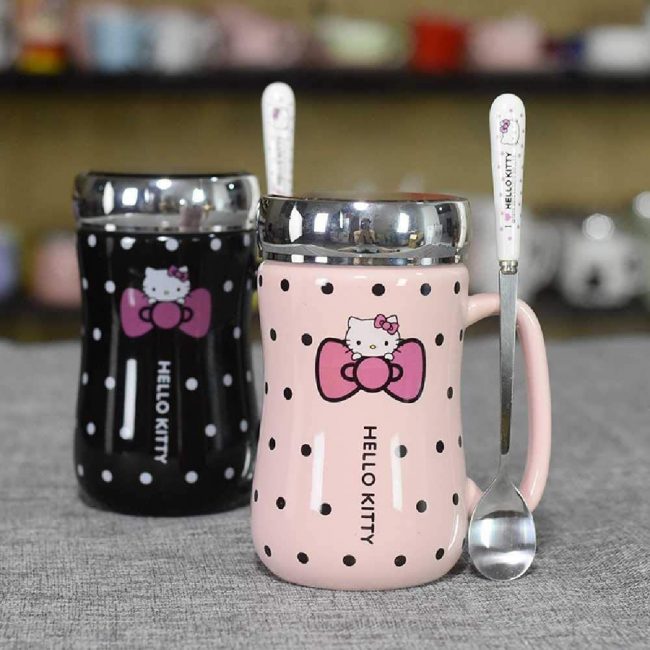 Taza con cuchara de Hello Kitty